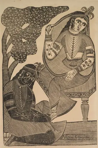 Krishna Stroking Radha's Feet