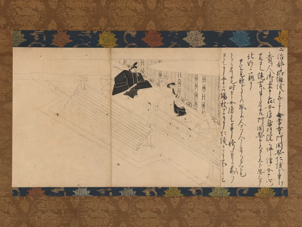 Shrine Maiden-Shamaness Possessed by a Spirit, from Illustrated Legends of the Kitano Tenjin Shrine (Kitano Tenjin engi emaki), unspecified, 1300