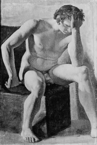 Siddende mandlig model