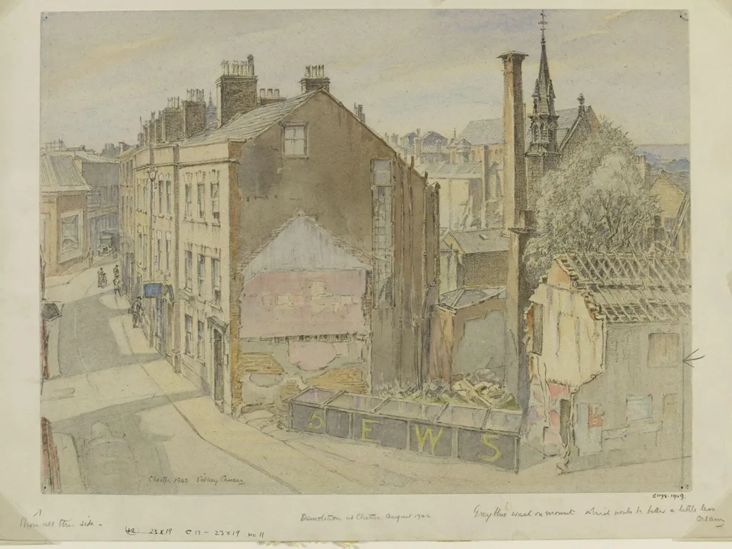 Demolition at Chester 1942, by Sidney Causer, watercolor, 1942