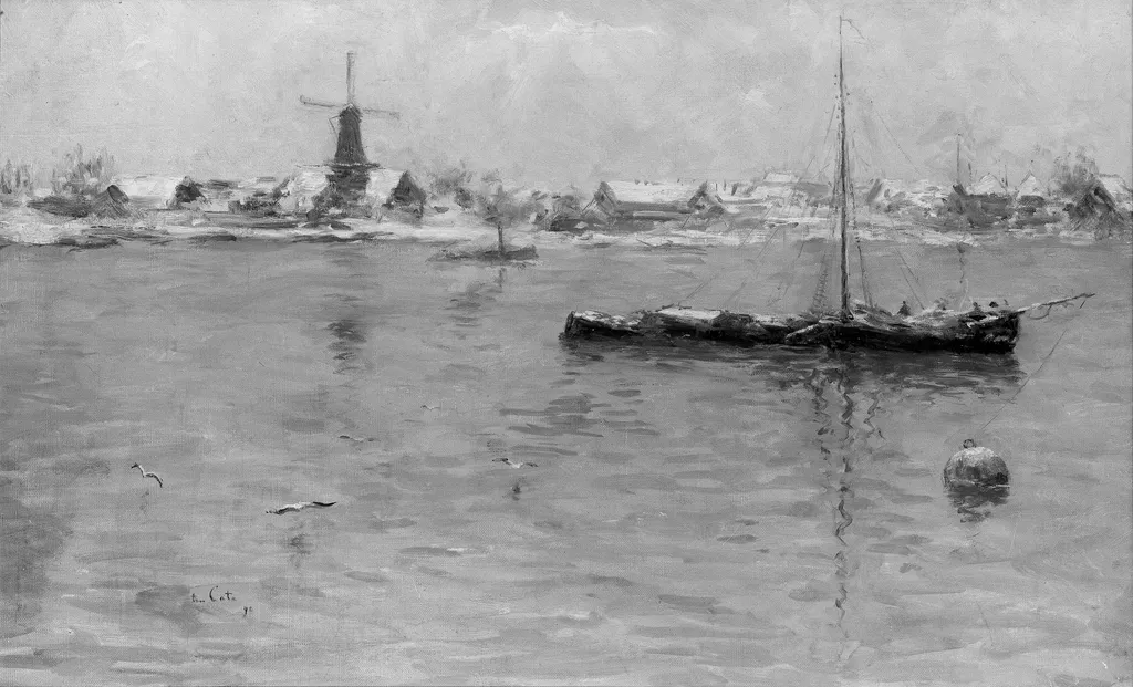 A View of Dordrecht in Winter, by Siebe Johannes ten Cate, oil, 1896