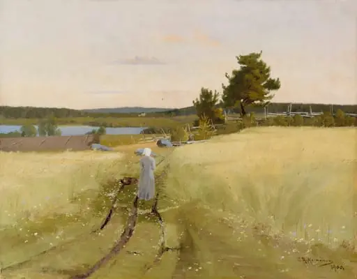 Haminalahti, emäntä polulla, by Sigfrid August Keinänen