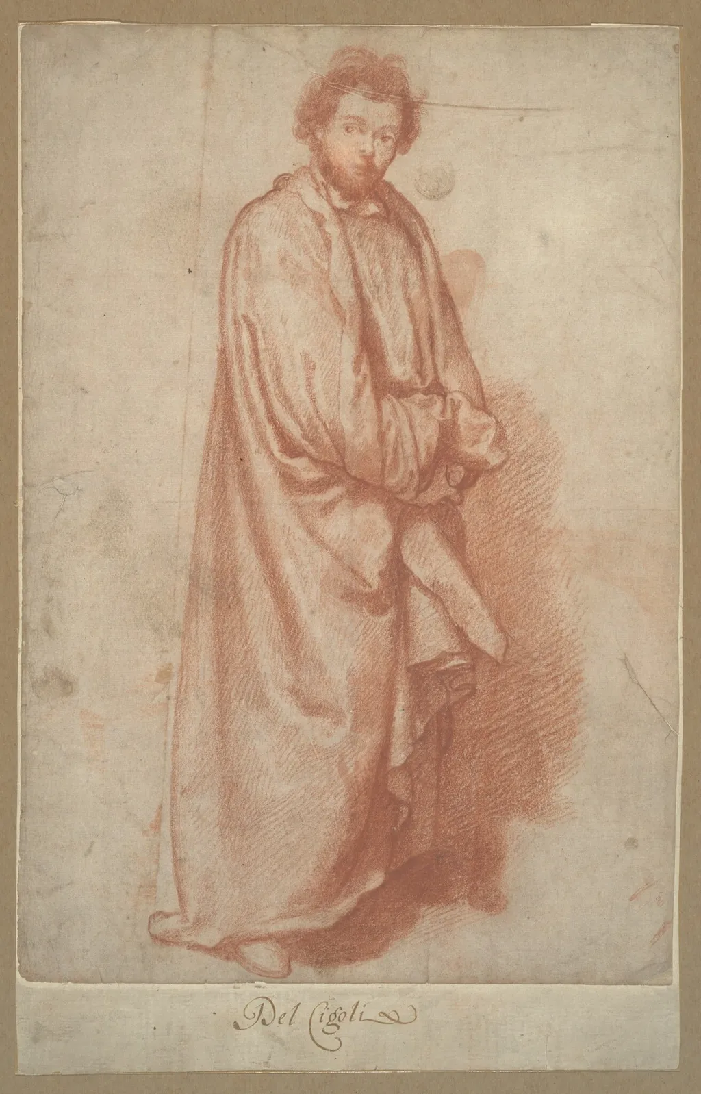 A Standing Bearded Man, by Sigismondo Coccapani, chalk, 1620