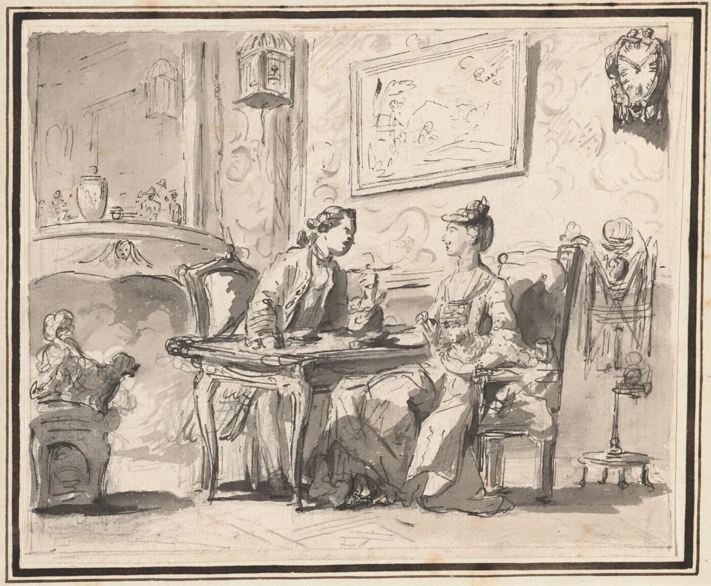 Conversation Piece, by Sigmund Freudenberger, ink, 1774