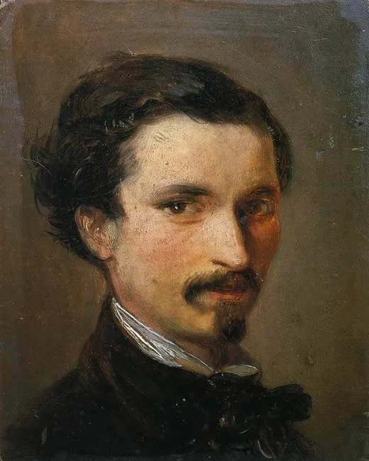 Self-portrait, by Silvestro Lega, oil, 1861