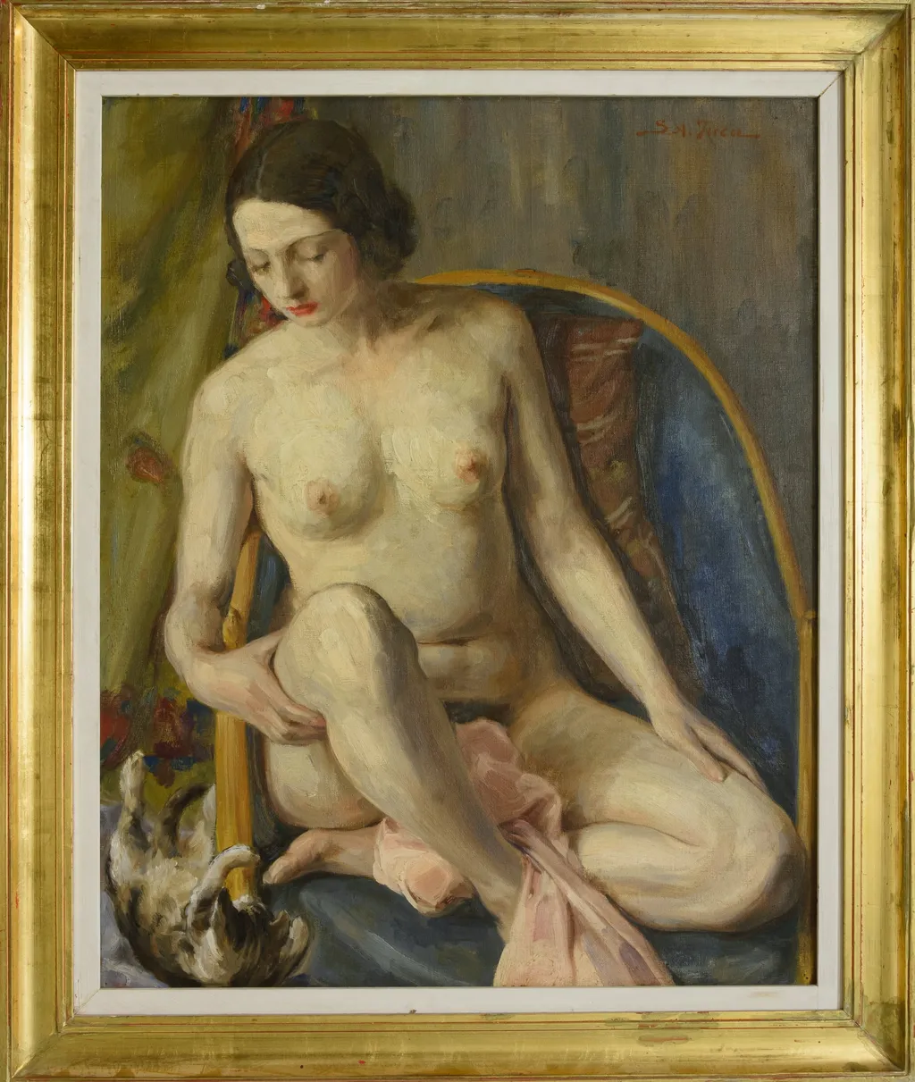 Nud în fotoliu, by Simion A. Iuca, 1950