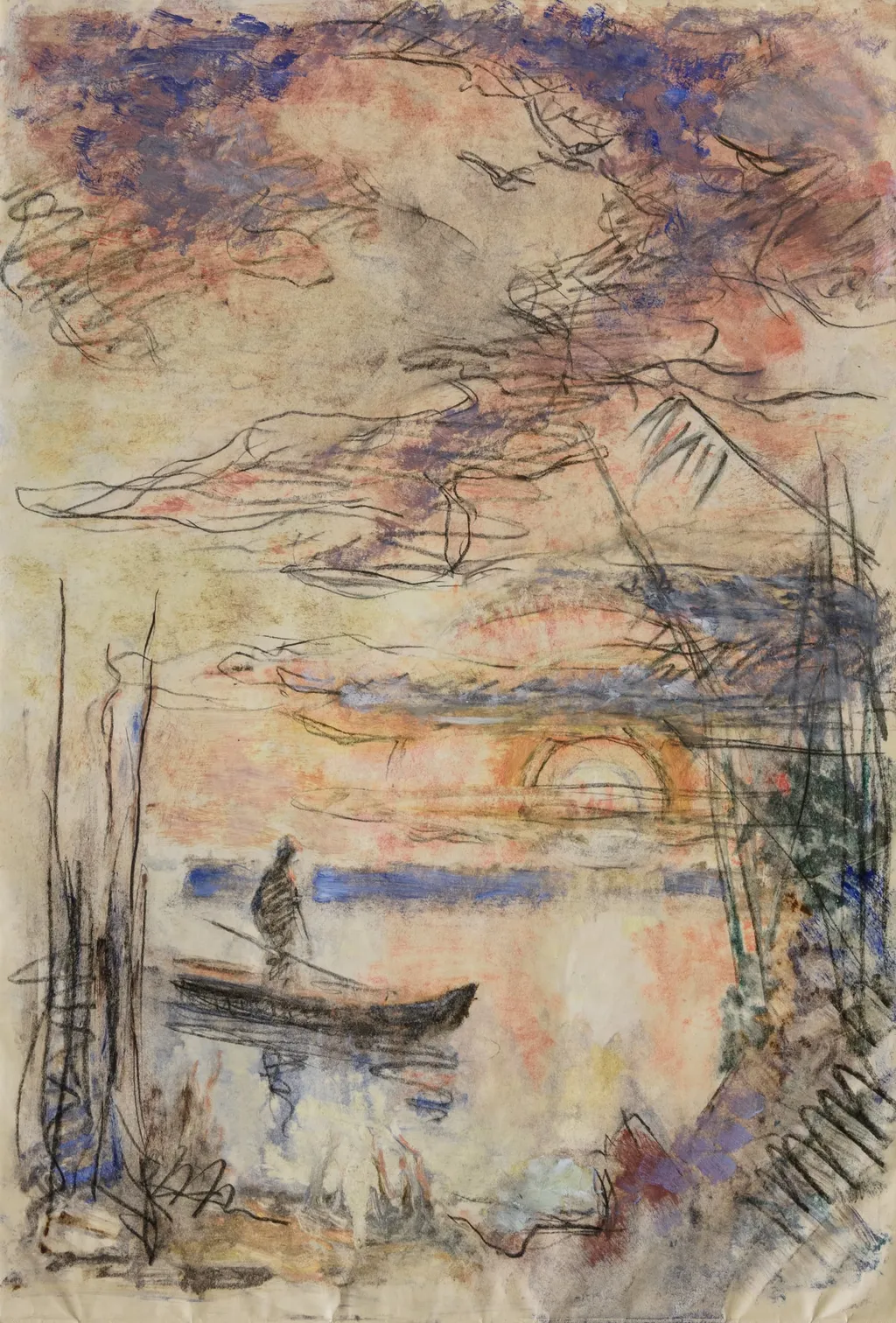 Pe înserat in Deltă, by Simion A. Iuca, unspecified, 1950