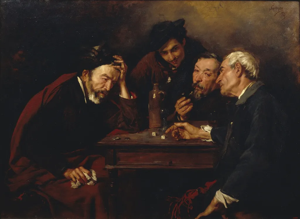 The Dice Players, by Simó Gómez, oil, 1874