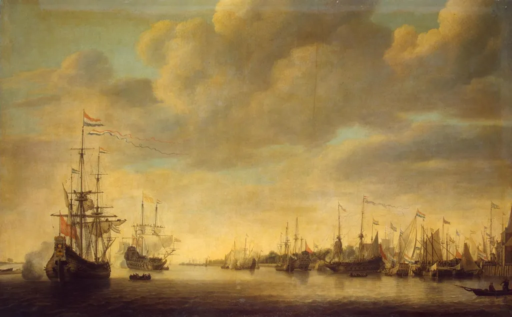 Arrival of William of Orange in Rotterdam, by Simon de Vlieger, oil, 1642