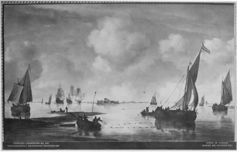 Ruhige See mit Fischern (zugeschrieben), by Simon de Vlieger