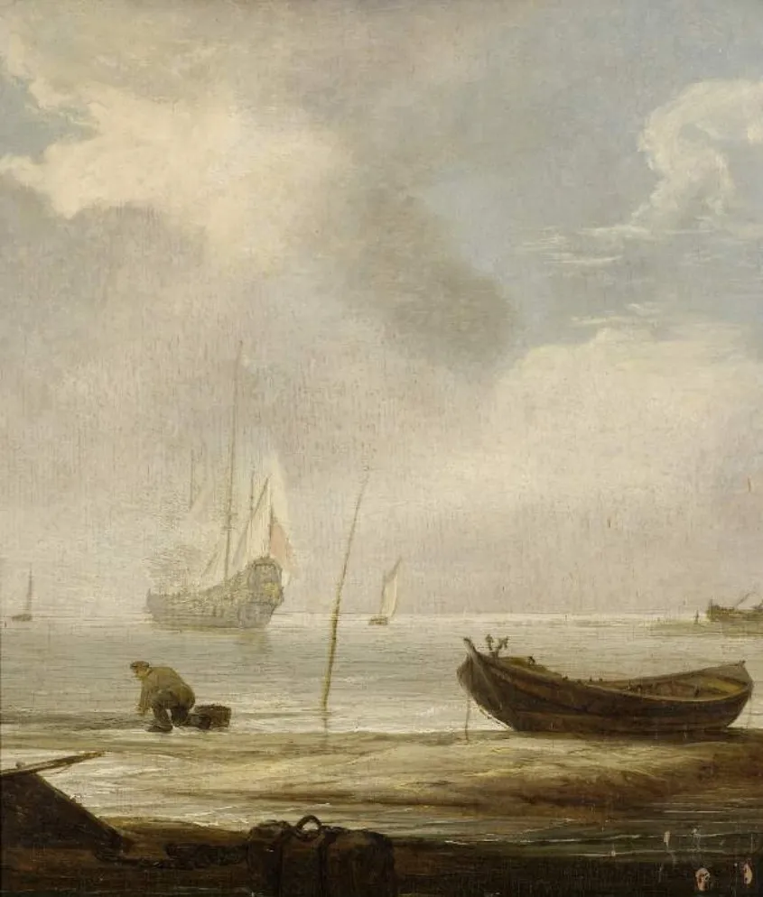 Sea-piece, a calm, by Simon de Vlieger, oil, 1637