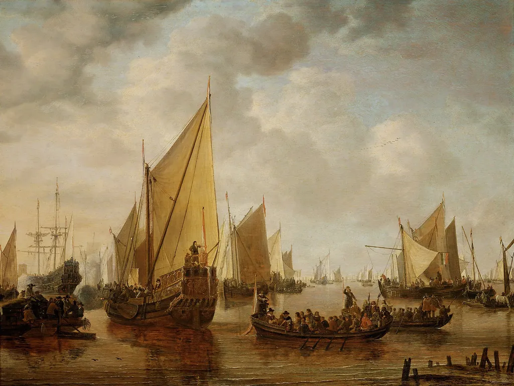 Visiting the Fleet, by Simon de Vlieger, oil, 1649