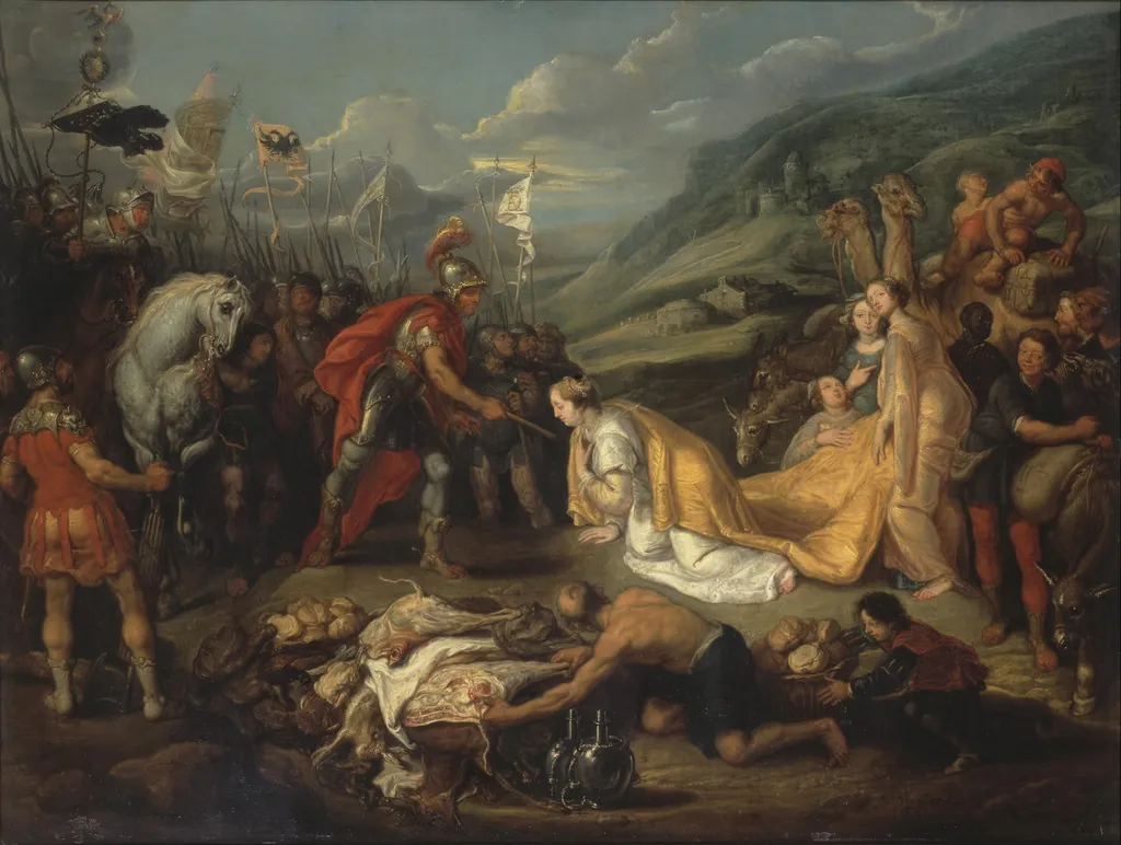 Abigail Bringing Gift to David, by Simon de Vos, oil, 1641