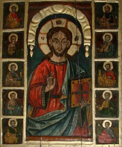Iisus Hristor Învățător, flancat de apostoli, by Simon din Bălgrad