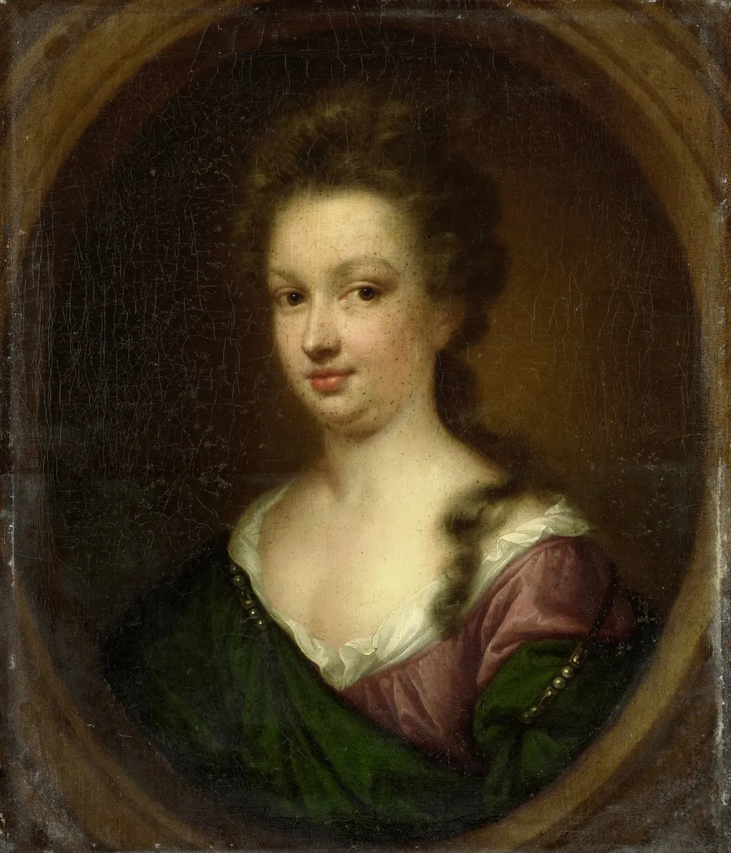 Portrait of Emerantia van Citters (1666-94), sister of Anna van Citters, by Simon Du Bois, oil, 1697