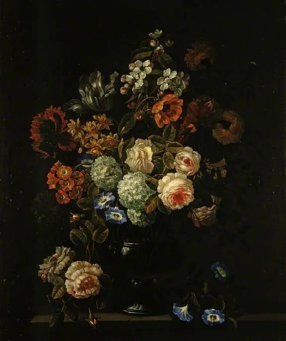 Vase of flowers, by Simon Hardimé, oil, 1714