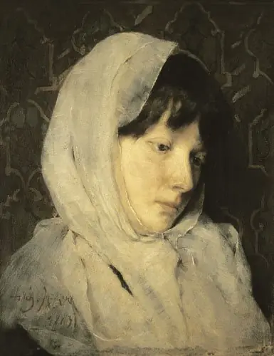 Head of a Girl in Kerchief, by Simon Hollósy