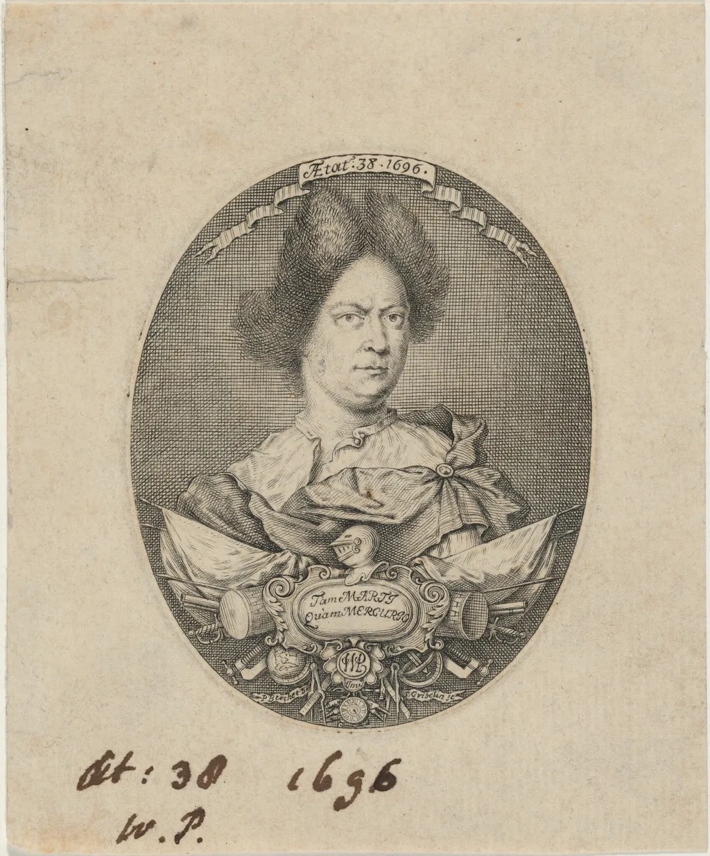 Chronologer William Parsons, by Simon II Gribelin, ink, 1696
