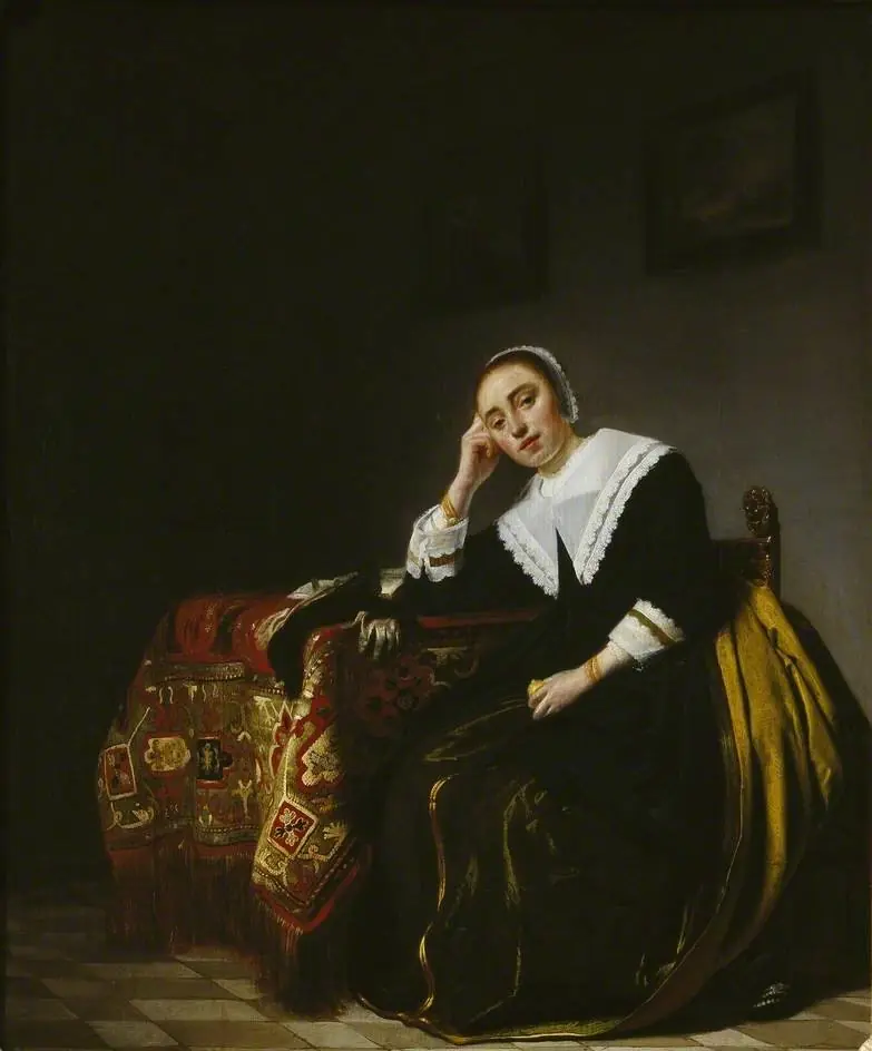 A Woman seated beside a Table, by Simon Kick