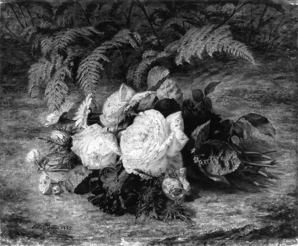 Still Life with Flowers, by Simon Saint-Jean, oil, 1852
