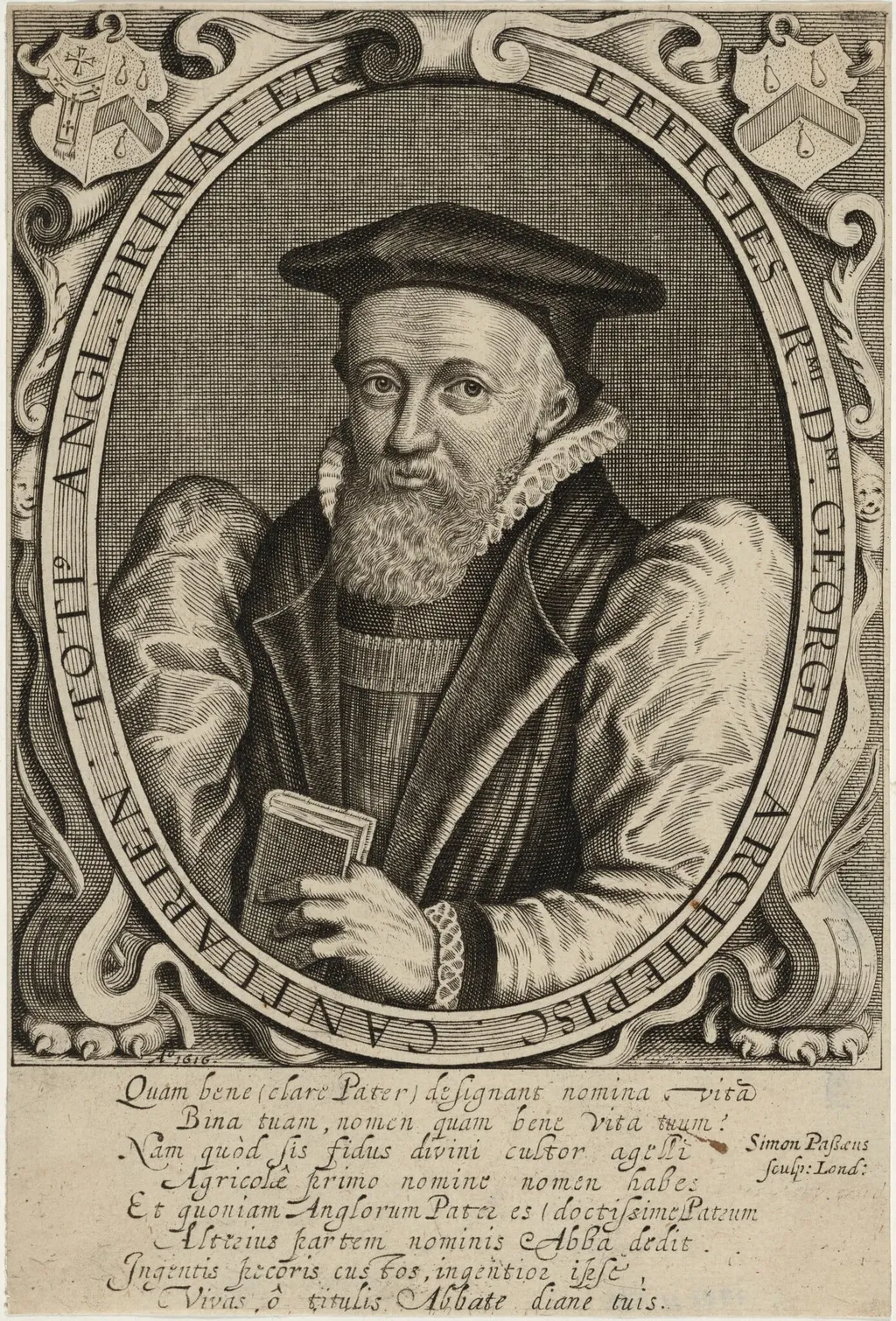 Abbot George, Archbishop of Canterbury, by Simon van de Passe, ink, 1621