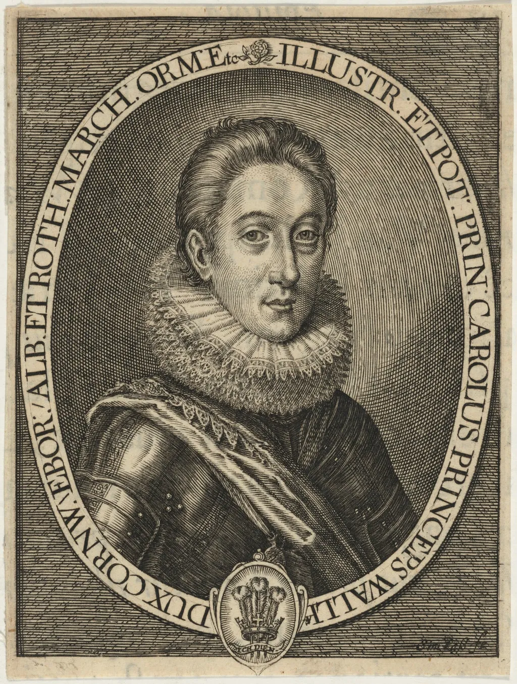 Charles I, King of England, as Prince of Wales, by Simon van de Passe, ink, 1619