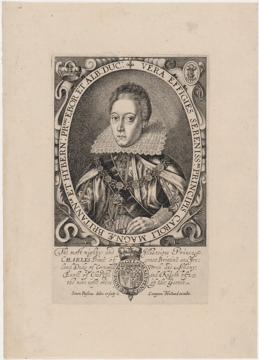 Charles I, Prince of Great Britain and Ireland, Duc of Cornwall and Yorck, by Simon van de Passe, ink, 1621