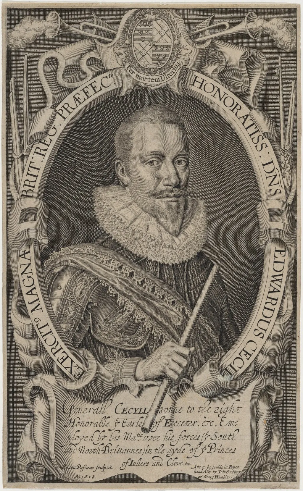 Edward Cecil, Viscount Wimbledon, by Simon van de Passe, ink, 1618