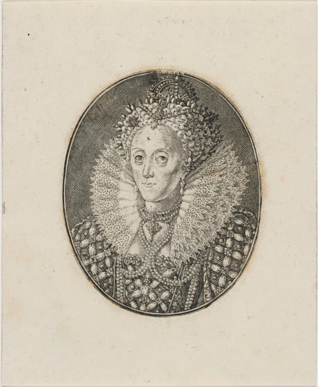 Elizabeth, Queen of England, by Simon van de Passe, ink, 1621