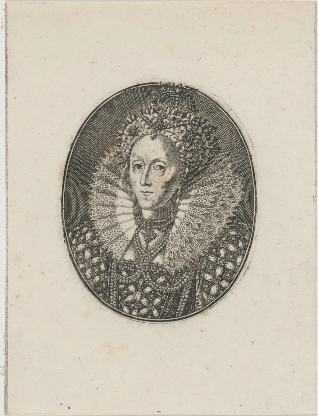 Elizabeth, Queen of England, by Simon van de Passe, ink, 1621