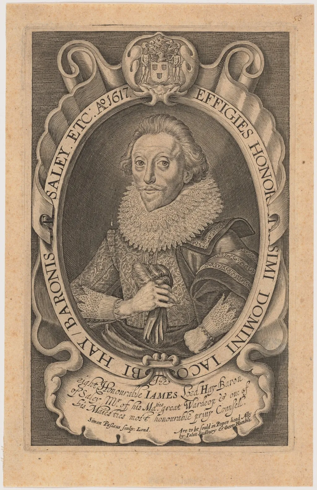 James Hay, First Earl of Carlisle, by Simon van de Passe, ink, 1617
