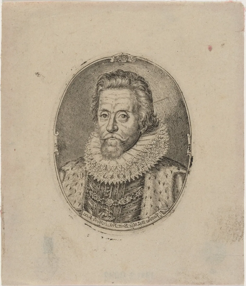 James I, King of England, by Simon van de Passe, ink, 1621