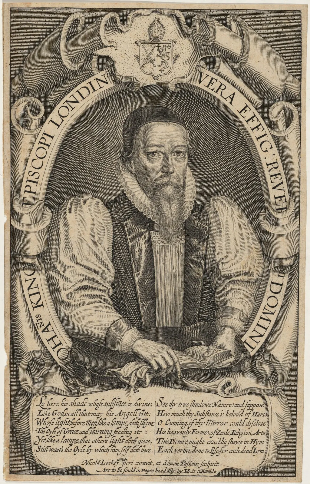 John King, Bishop of London, by Simon van de Passe, ink, 1621