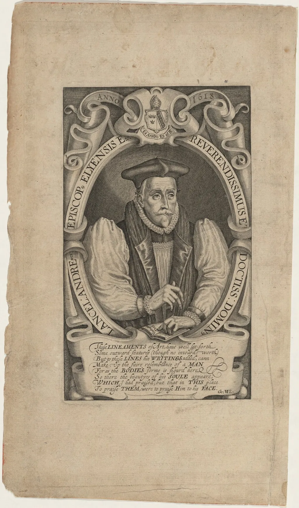 Lancelot Andrews, Bishop of Ely and Winchester, by Simon van de Passe, ink, 1621