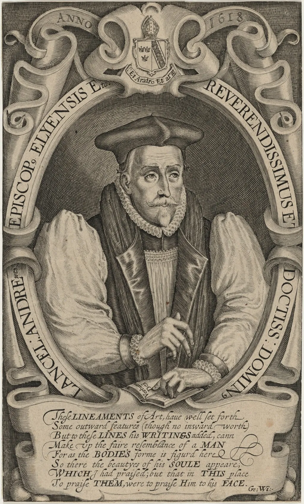 Lancelot Andrews, Bishop of Ely and Winchester, by Simon van de Passe, ink, 1621
