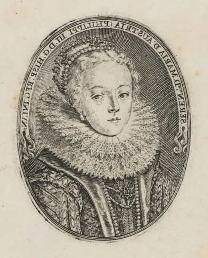 Maria of Austria, Infanta of Spain [top half], by Simon van de Passe