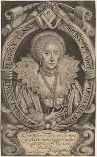 Mary Sidney, Countess of Pembroke, by Simon van de Passe