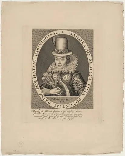 Poca Hontas, Daughter of the Emperor of Virgina, by Simon van de Passe