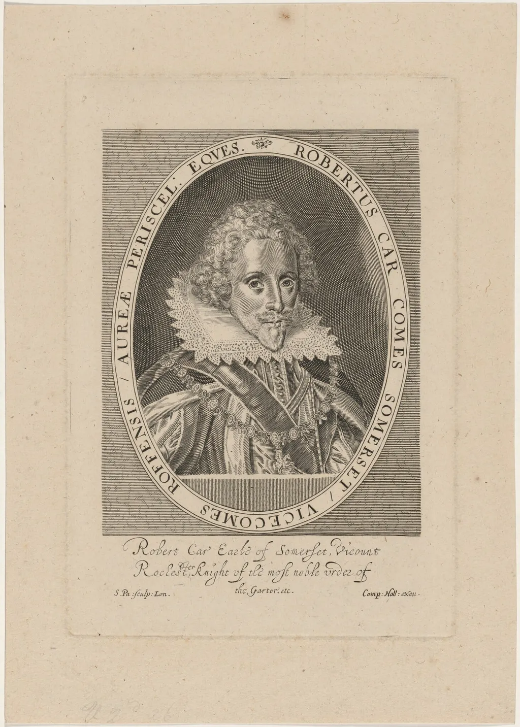 Robert Carr, Earl of Somerset, by Simon van de Passe, ink, 1621