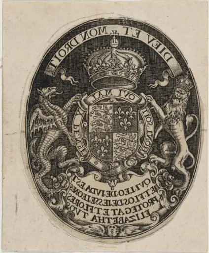 Shield of Queen Elizabeth, by Simon van de Passe