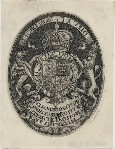Shield of Queen Elizabeth, by Simon van de Passe
