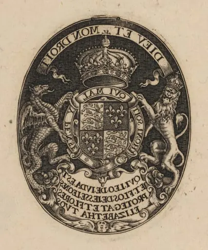 Shield of Queen Elizabeth [left half], by Simon van de Passe