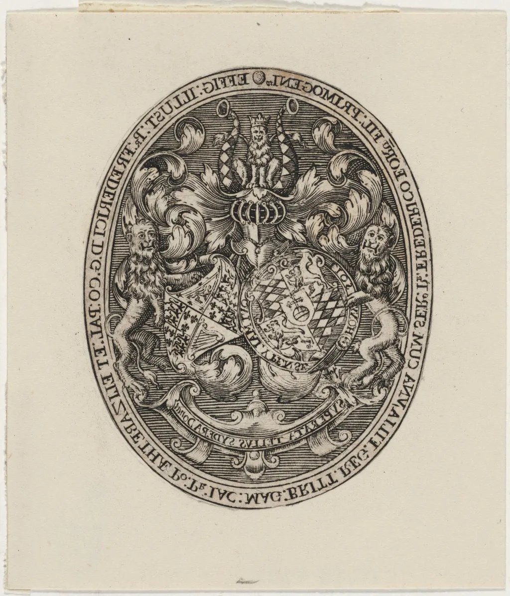 Shields of Frederick V, Elizabeth, and Prince Frederick Henry, by Simon van de Passe, ink, 1621