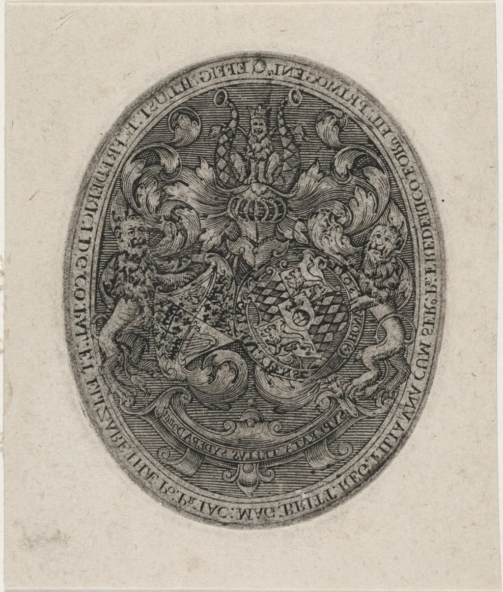 Shields of Frederick V, Elizabeth, and Prince Frederick Henry, by Simon van de Passe, ink, 1621