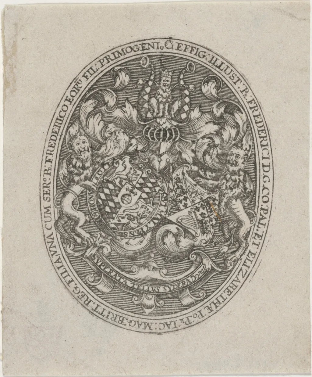 Shields of Frederick V, Elizabeth, and Prince Frederick Henry, by Simon van de Passe, ink, 1621