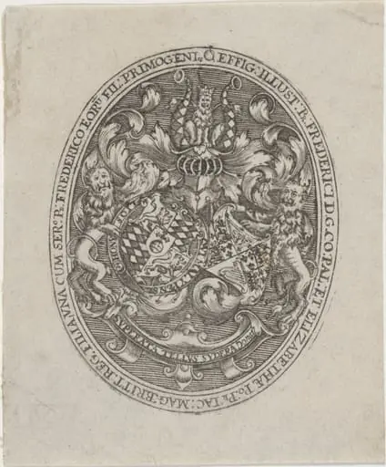 Shields of Frederick V, Elizabeth, and  Prince Frederick Henry, by Simon van de Passe