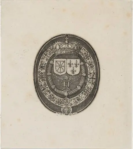 Shields of Henry IV and Maria de Medici, by Simon van de Passe