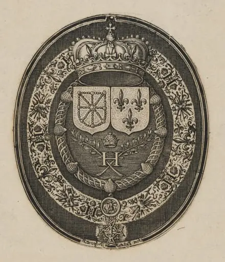 Shields of Henry IV and Maria de Medici [bottom half], by Simon van de Passe
