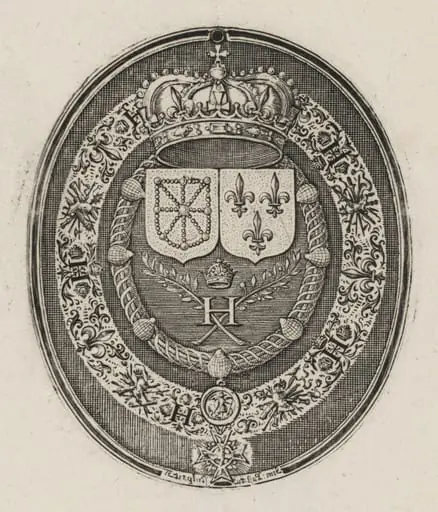 Shields of Henry IV and Maria de Medici [right half], by Simon van de Passe