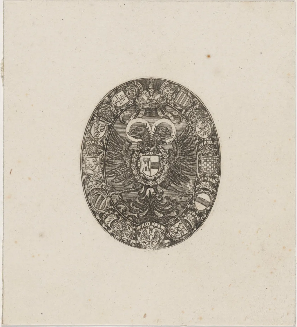 Shields of the Emperor Matthias, by Simon van de Passe, ink, 1621